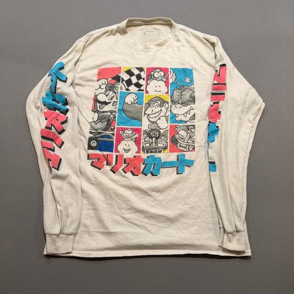 Geeknet Nintendo Mario Kart Graphic Long Sleeve T-Shirt Size M White